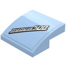 LEGO Bright Light Blue Slope 2 x 2 Curved with Black and Silver 'nuova500' Sticker
