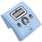 LEGO Helles Hellblau Steigung 2 x 2 x 0.7 Gebogen Invertiert mit Zwei Buttons, Ignition mit Schlüssel und Luft Vent Aufkleber (32803)