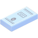 LEGO Bright Light Blue Tile 1 x 2 with Oval, Rectangle and Lines Sticker with Groove (3069)