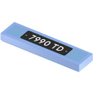 LEGO Helder Lichtblauw Tegel 1 x 4 met ‘7990 TD’ Number Plaat Sticker (2431)