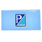 LEGO Helder Lichtblauw Tegel 2 x 4 met P Piaggio Sticker (87079)
