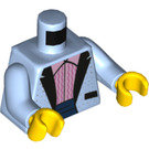 LEGO Helder lichtblauw Torso met Tuxedo Jasje en Bright Roze Frilled Shirt Patroon (973 / 76382)