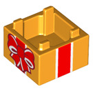 LEGO Helles Licht Orange Box 2 x 2 mit rot stripe mit Bow (2821 / 103839)