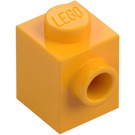 LEGO Klar Ljus Orange Kloss 1 x 1 med Knopp på Ett Sida (87087)