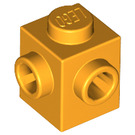 LEGO Helder Lichtoranje Steen 1 x 1 met Twee Studs Aan Adjacent Sides (26604)