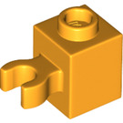 LEGO Helder Lichtoranje Steen 1 x 1 met Verticaal Klem (Open 'O'-clip, holle knop) (60475 / 65460)