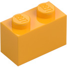 LEGO Klar Ljus Orange Kloss 1 x 2 med bottenrör (3004 / 93792)