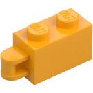 LEGO Klar Ljus Orange Kloss 1 x 2 med Gångjärn Shaft (plant gångjärn) (34816)