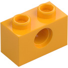 LEGO Klar Ljus Orange Kloss 1 x 2 med Hål (3700)