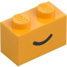 LEGO Bright Light Orange Brick 1 x 2 with Smile with Bottom Tube (102574 / 102701)