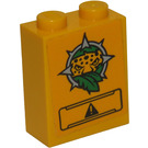 LEGO Helles Licht Orange Backstein 1 x 2 x 2 mit Leopard Kopf, Blätter und Schwarz Panel mit Exclamation Mark  Aufkleber mit Innenbolzenhalter (3245)