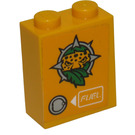 LEGO Helles Licht Orange Backstein 1 x 2 x 2 mit Leopard Kopf, Blätter, Fuel Inlet und Weiß Pfeil und 'FUEL' Aufkleber mit Innenbolzenhalter (3245)