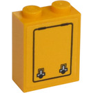 LEGO Bright Light Orange Brick 1 x 2 x 2 with Locks in Door Sticker with Inside Stud Holder (3245)