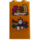 LEGO Orange clair brillant Brique 1 x 2 x 3 avec Deux Shelves avec Aliments Autocollant (22886)