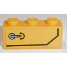 LEGO Helles Licht Orange Backstein 1 x 3 mit Tür Griff, Schwarz Stripe (Recht) Aufkleber (3622)