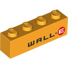 LEGO Klar Ljus Orange Kloss 1 x 4 med Wall-E (3010 / 102470)