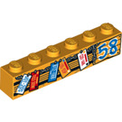 LEGO Helles Licht Orange Backstein 1 x 6 mit Numberplates und 58 (3009 / 34700)