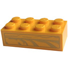 LEGO Helder Lichtoranje Steen 2 x 4 met Grijs Lines 77013 Sticker (3001)