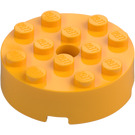 LEGO Klar Ljus Orange Kloss 4 x 4 Runda med Hål (87081)