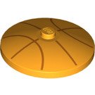 LEGO Klar Ljus Orange Dish 4 x 4 med Orange Basketboll Ränder (Solid knopp) (3960 / 38740)