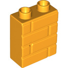 LEGO Bright Light Orange Duplo Brick 1 x 2 x 2 with Brick Wall Pattern (25550)