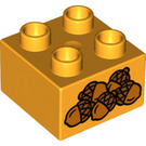 LEGO Bright Light Orange Duplo Brick 2 x 2 with Five Acorns (3437 / 19349)