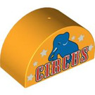 LEGO Bright Light Orange Duplo Brick 2 x 4 x 2 with Curved Top with 'CIRCUS' and Blue Elephant sign (31213 / 62971)