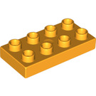 LEGO Orange clair brillant Duplo assiette 2 x 4 (4538 / 40666)