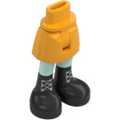 LEGO Helder lichtoranje Heup met Basic Gebogen Rok met Zwart Laced Boots met dun scharnier (2241)