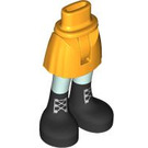 LEGO Helles Licht Orange Hüfte mit Basic Gebogen Skirt mit Schwarz Laced Boots mit dünnem Scharnier (2241)