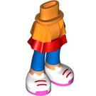 LEGO Orange clair brillant Hanche avec Court Double Layered Skirt avec Bleu Tights, blanc et Pink Shoes (35624 / 92818)