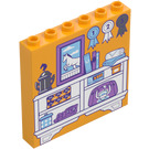 LEGO Bright Light Orange Panel 1 x 6 x 5 with Horse Trophies and Mirror (59349 / 103287)