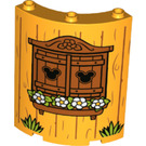 LEGO Orange clair brillant Panneau 4 x 4 x 6 Incurvé avec Wooden Fenêtre et Fleur Planter Boîte (30562 / 78206)