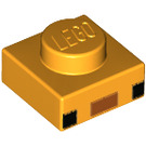 LEGO Helles Licht Orange Platte 1 x 1 mit 2 Schwarz Squares und Dark Orange Rectangle (Minecraft Axolotl Gesicht) (1013 / 3024)