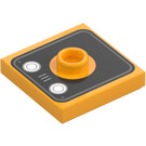 LEGO Bright Light Orange Plate 2 x 2 with Groove and 1 Center Stud with Black Square with Eyes (23893 / 104676)