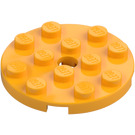 LEGO Naranja claro brillante Placa 4 x 4 Circular con Agujero y Snapstud (60474)