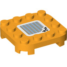 LEGO Bright Light Orange Plate 4 x 4 x 0.7 with Rounded Corners and Empty Middle with Seesaw Symbol (66792 / 79871)