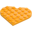 LEGO Lysorange Plade 6 x 6 Rund Hjerte (46342)