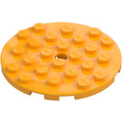 LEGO Helder lichtoranje Plaat 6 x 6 Rond met Pin Gat (11213)