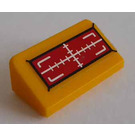 LEGO Helder Lichtoranje Helling 1 x 2 (31°) met Wit Line of Sight in Rood Rectangle Sticker (85984)
