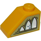 LEGO Bright Light Orange Slope 1 x 2 (45°) with Mirror of Erised Ornament Pattern left side Sticker (3040)