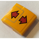 LEGO Orange clair brillant Pente 2 x 2 Incurvé avec 2 rouge Arrows Autocollant (15068)