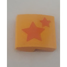 LEGO Orange clair brillant Pente 2 x 2 Incurvé avec 2 Stars Autocollant (15068)
