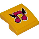 LEGO Orange clair brillant Pente 2 x 2 Incurvé avec Music Notes Autocollant (15068)