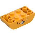 LEGO Klar lys oransje Skråning Kloss 2 x 4 Buet Omvendt med Smile med Tenner og Oransje Nese (106114 / 106115)