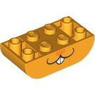 LEGO Bright Light Orange Slope Brick 2 x 4 Curved Inverted with Smile with Teeth and Orange Nose (106114 / 106115)