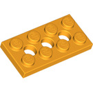 LEGO Orange clair brillant Technic assiette 2 x 4 avec des trous (3709)