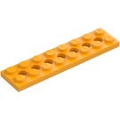 LEGO Klar lys oransje Technic Plate 2 x 8 med Hull (3738)