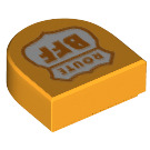 LEGO Bright Light Orange Tile 1 x 1 Half Oval with Route BFF Symbol (24246 / 69456)
