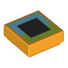 LEGO Bright Light Orange Tile 1 x 1 with Black Square with Groove (3070 / 106318)